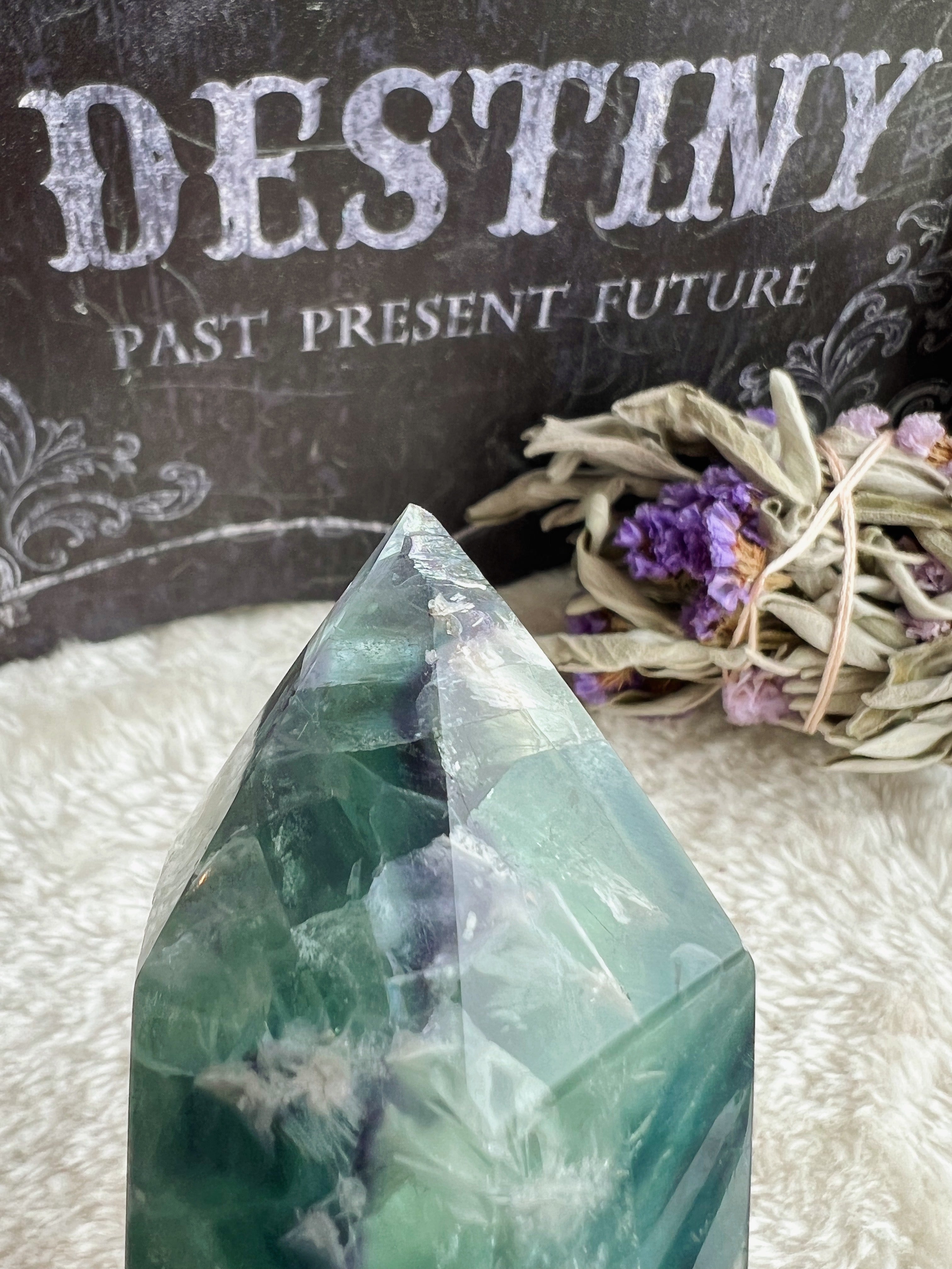 CHIPPED Fluorite with Calcite - Earthly Secrets