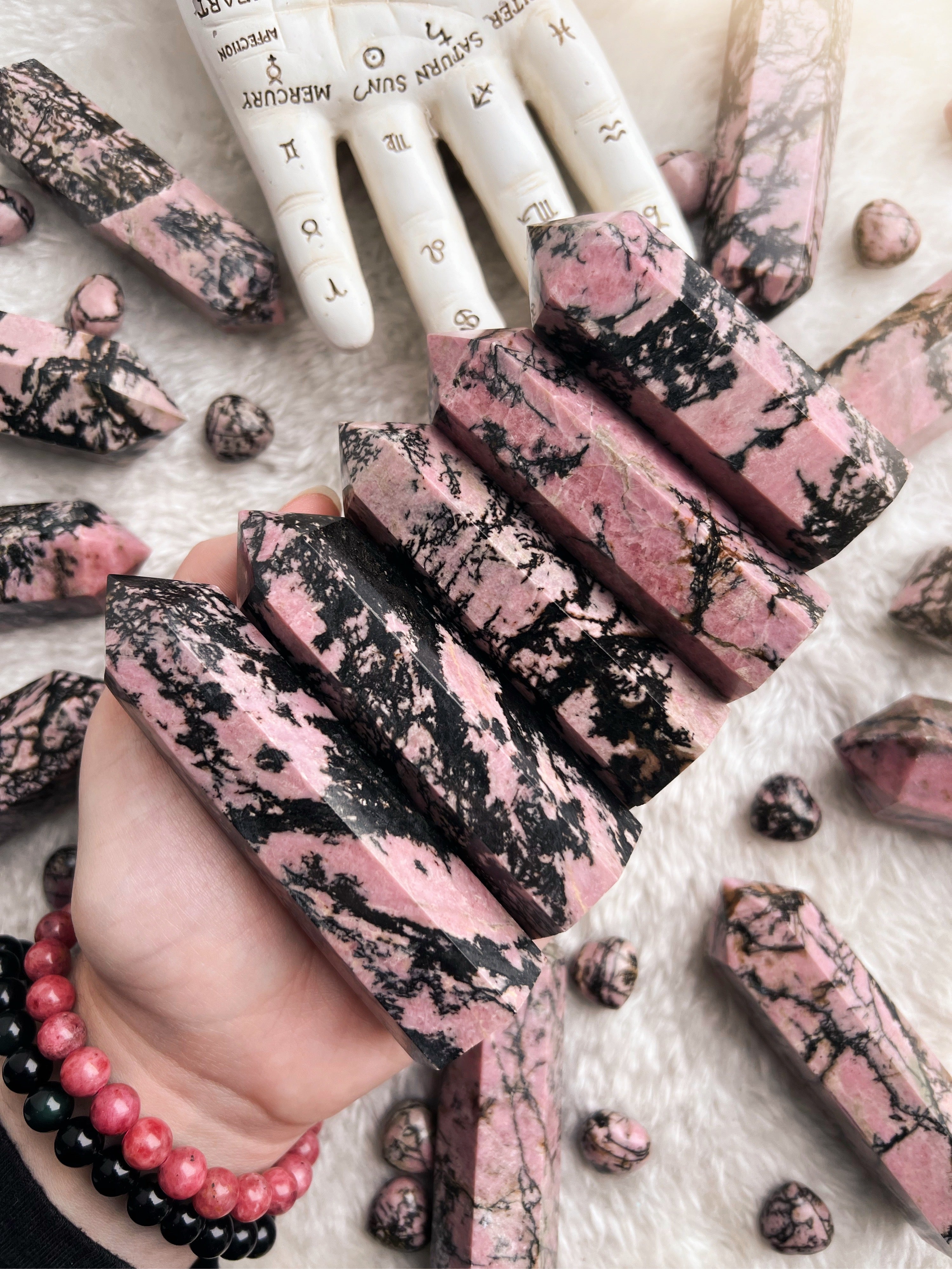 Rhodonite Towers Intuitively Selected - Earthly Secrets