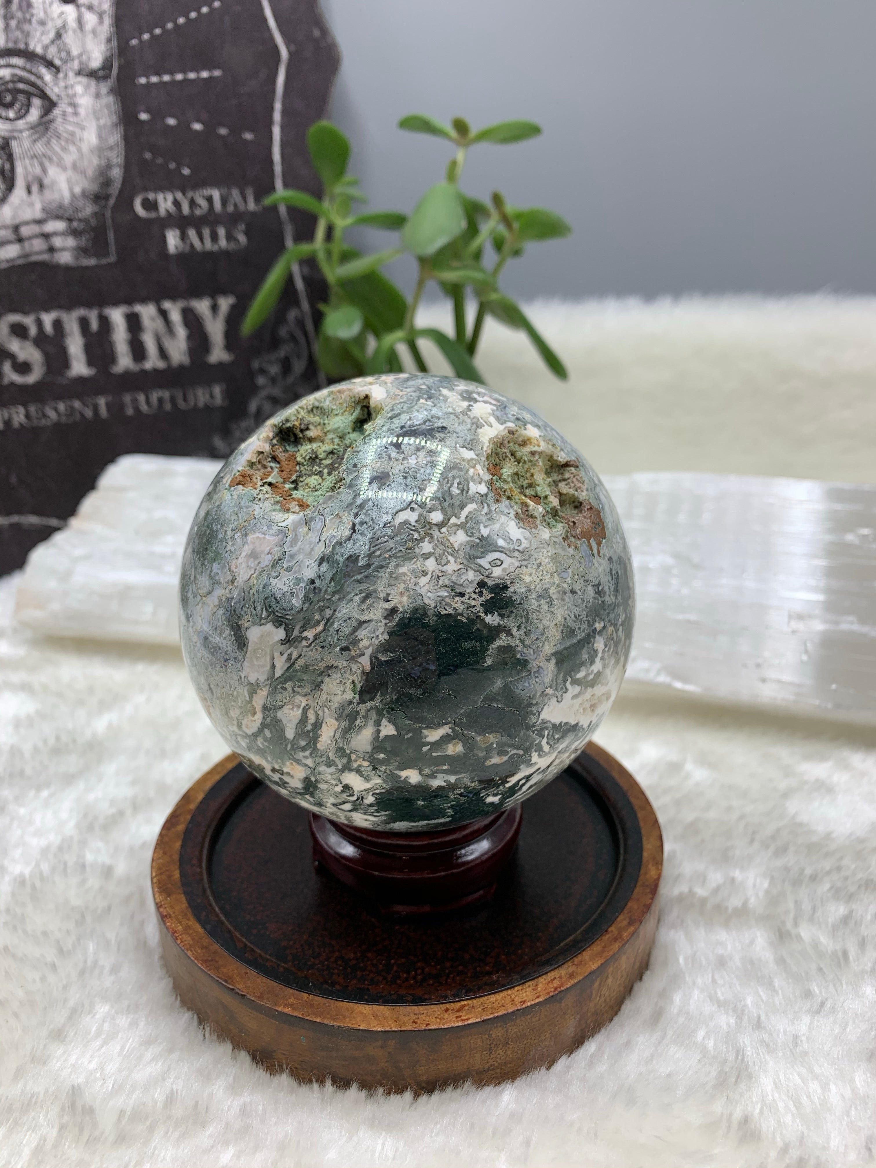 Moss Agate Sphere- MA10 - Earthly Secrets