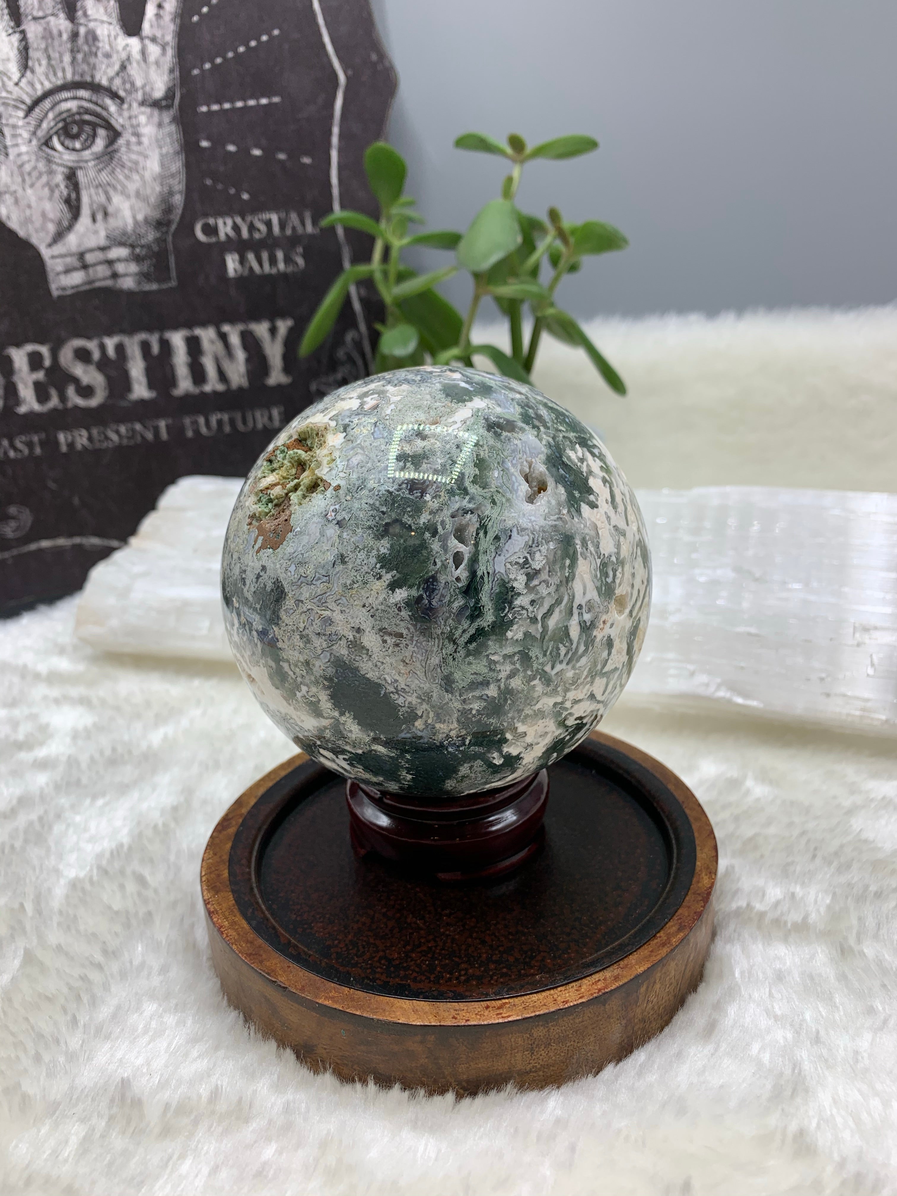Moss Agate Sphere- MA10 - Earthly Secrets